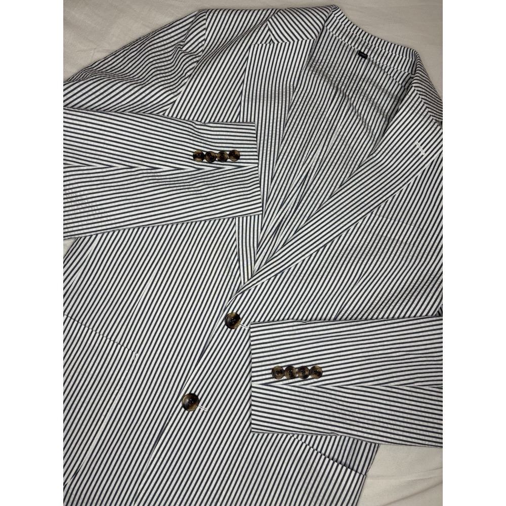 J.Crew Thompson Blue & White Striped Seersucker Blazer Men's 36R‎ NWT $398 Decon